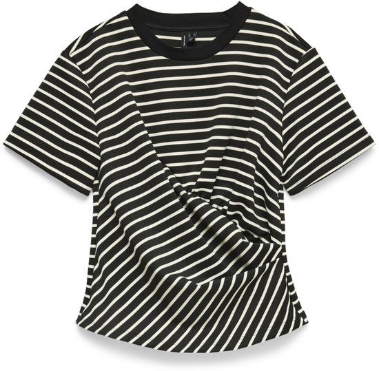 Vero Moda Gestreepte T-shirt Vmsummer Ss Top Jrs Exp 10351793 Birch/black Dames Maat - M