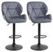 Set de 2 tabourets de bar - Tabouret de bar réglable en hauteur - Pivotant à 360° - Pied en métal - Assise rembourrée en velours avec dossier - Vert olive