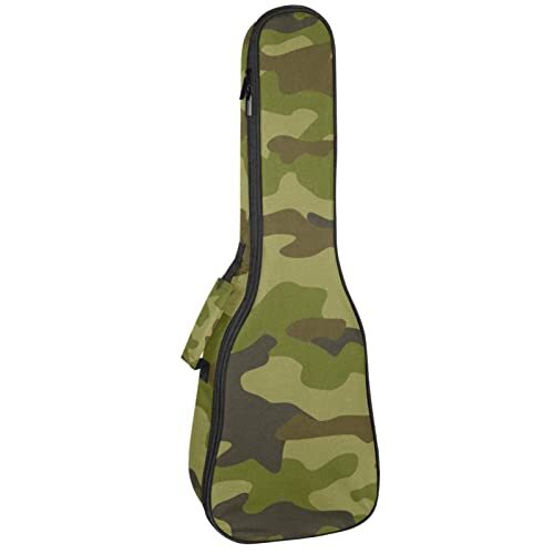 Mersov Concert Ukelele Rugzak, Heavy Duty Ukulele Case Tas met Opslag, Sopraan Concert Tenor Ukelele 10 MM Gewatteerde Tas Camouflage Groen Patroon