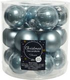 Decoris Kleine kerstballen - 18x st - lichtblauw - D4 cm - glas - kerstversiering