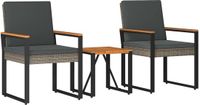 vidaXL Dining loungeset 4 zitplekken polyrattan grijs en donkergrijs inclusief tafel