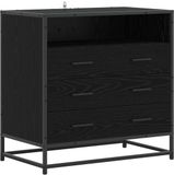 vidaXL Ladekast - 3-Lade - Zwart - eiken - 70 x 41 x 70 cm - Bewerkt hout