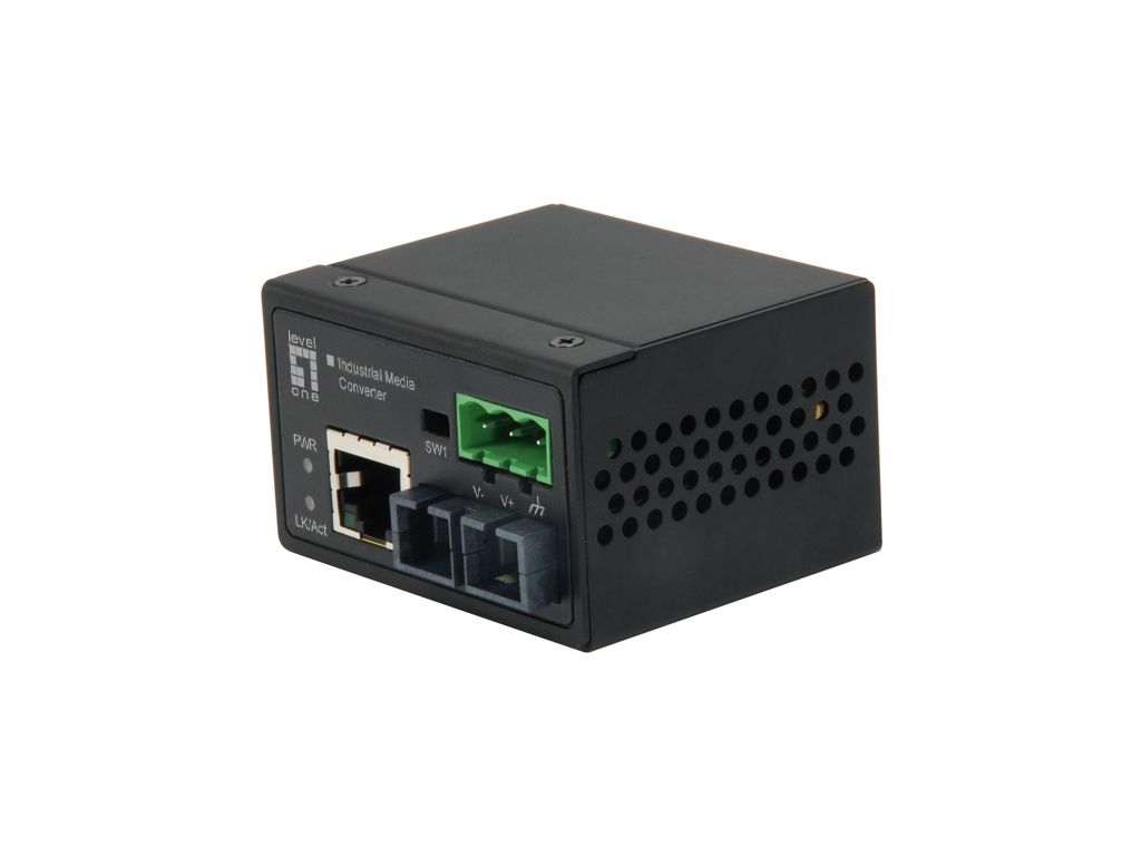 LevelOne Industrial Media Converter - RJ45 to SC, Fiber, Multi-Mode, 2km, -40°C to 75°C