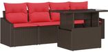 vidaXL Tuinbank - Set - 5-stuks - 4-Aantal zitplaatsen - Bruin
