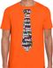 Bellatio Decorations Cadeau T-shirt voor heren - cassettebandje stropdas - oranje - muziek fan M