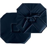 Enjoy Home Zitkussen met klep – polyester – marineblauw – 40 x 40 cm – vierkant en omkeerbaar