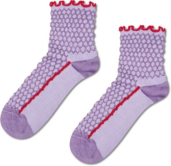 Happy Socks Structure Slinky Mini Crew Sokken Heren Paars