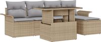vidaXL Tuinbank - Set - 6 - st - Beige - Polyrotan