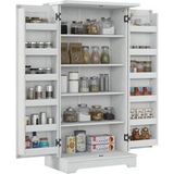 Homcom Buffet de cuisine 5 niveaux portes et étagères réglables dimensions 60 x 40 x 120 cm finition crème grain de bois