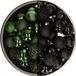 Bellatio Decorations Kerstballen mix - 74-delig - donkergroen en zwart - 6 cm - kunststof