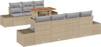 vidaXL Tuinbank Set 8-delig Beige Polyrotan