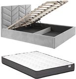 Vente-unique Bed met opbergruimte stof grijs 180 x 200 cm