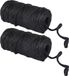 Rayher Hobby Gmbh 2x stuks fil/fil à coudre sur bobine 35 mètres x 6 mm - noir - Corde créative / déco