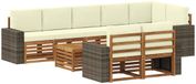 vidaXL - Salon d'angle - Acacia massif - Naturel et crème - 4 places