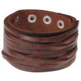 LGT JWLS Lookinggoodtoday Gesneden bruine leren heren armband