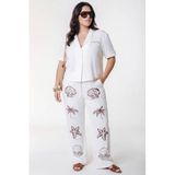 Colourful Rebel Curve loose fit broek Plus Size met print - wit