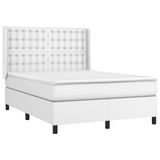 vidaXL Boxspringbed met matras, kunstleer, wit, 180x200 cm