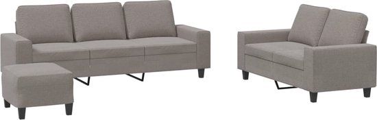 vidaXL 3-delige Loungeset Stof Taupe