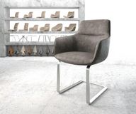 DELIFE Stoel Pejo-Flex slee model plat roestvrij staal microvelours antraciet vintage pocketvering kern