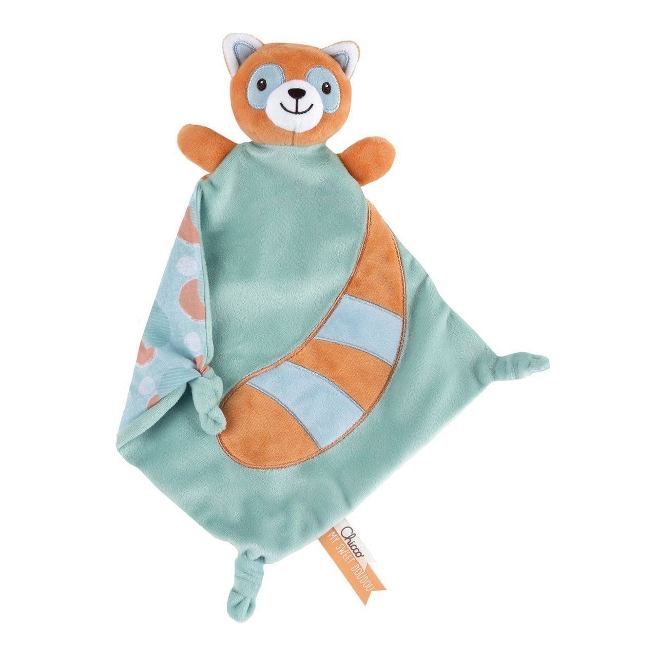 Chicco Red Panda Doudou Plush - 27x21x9 cm - Groen/Oranje/Lichtblauw