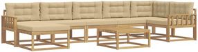 vidaXL - Salon d'angle - 7 places - Blanc et Beige - Bois d'acacia