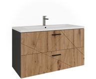 Vicco Badkamermeubelset Irma, Antraciet/Goudkleurig Eiken, 2-delig