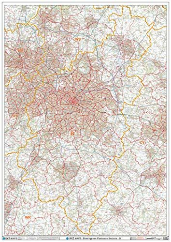 Birmingham - B - Postcode Wall Map - 2A Plastic Coated (119cm x 168cm)