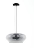 EGLO Priorat hangende plafondverlichting E27 Zwart, Transparant Staal Glas Rond IP20 1 lamp(en)