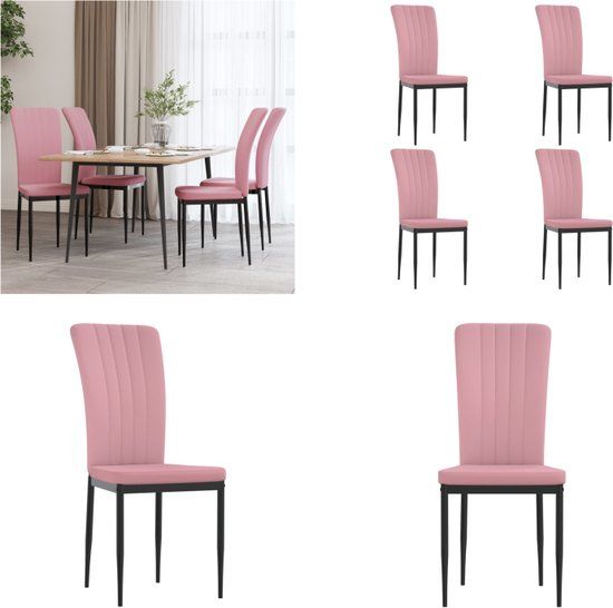 vidaXL Eetkamerstoelen 4 st fluweel roze