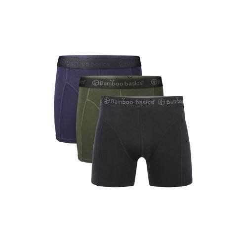 Bamboo Basics boxershort Rico met bamboe (set van 3) - zwart/groen/donkerblauw