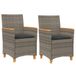 vidaXL Tuinstoelen 2 stuks met kussens, polyrattan en massief acaciahout, grijs
