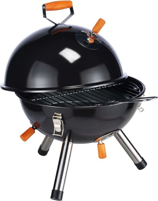 Haushalt HI Houtskool mini kogelbarbecue zwart