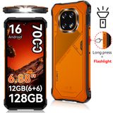 Cubot Robuuste smartphone Android 16, 12GB RAM (6+6GB) + 128GB ROM, 6,88-inch 120Hz-scherm, 7000mAh-batterij, NFC, gezichts- en vingerafdrukherkenning, IP69K, camera's 64MP+16MP, SCT620 Octa-core
