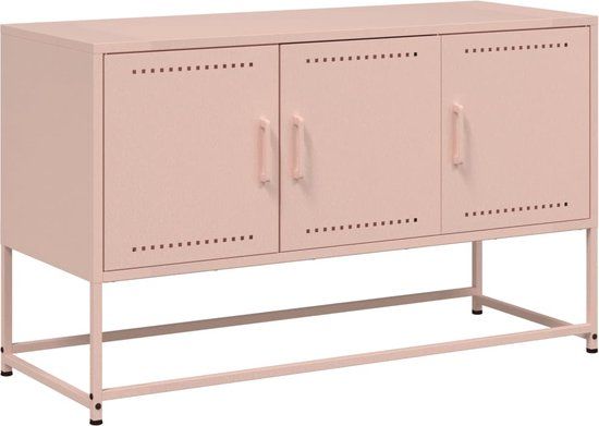 vidaXL Tv-meubel - 100,5x39x60,5 cm - Staal - Roze