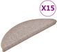 vidaXL Tapis d'escalier, 15 pièces, 56 x 17 x 3 cm, brun clair, demi-rond