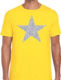 Bellatio Decorations Shoppartners Bv De Ster van de show - verkleed t-shirt - geel - met zilveren ster in glitters - heren - glamour - Disco S