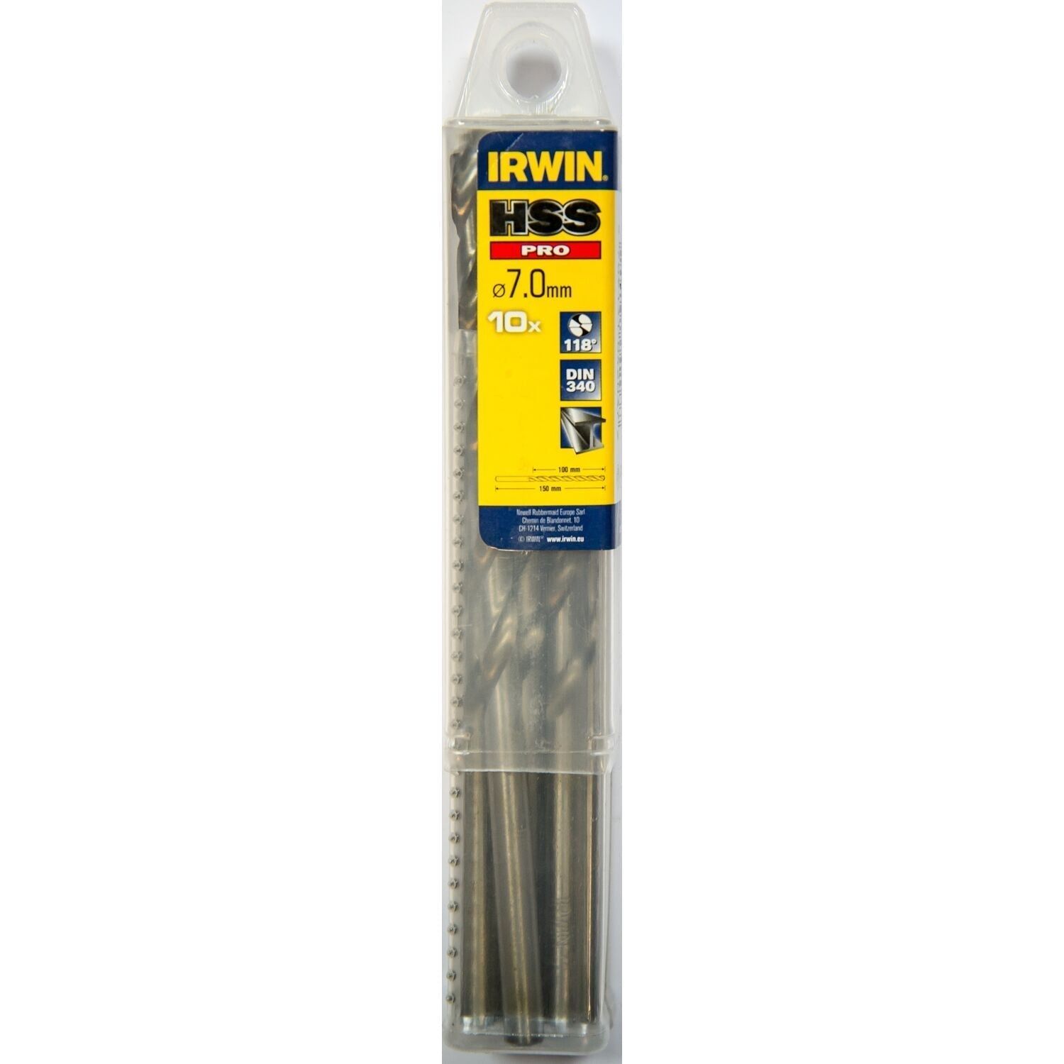 Irwin HSS PRO Metal Drill Bit (Long) 118° 7.0MM 10PCS - 10502492