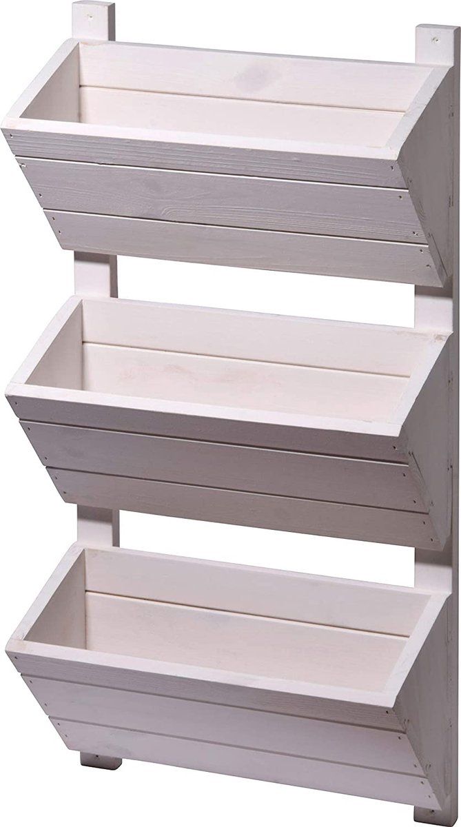 Dobar Wandbed met 3 plantenbakken - wit - 38 x 17,5 x 79 cm