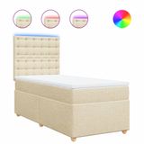 vidaXL Boxspringbed met matras, crème, 200x200 cm, stoffen bekleding