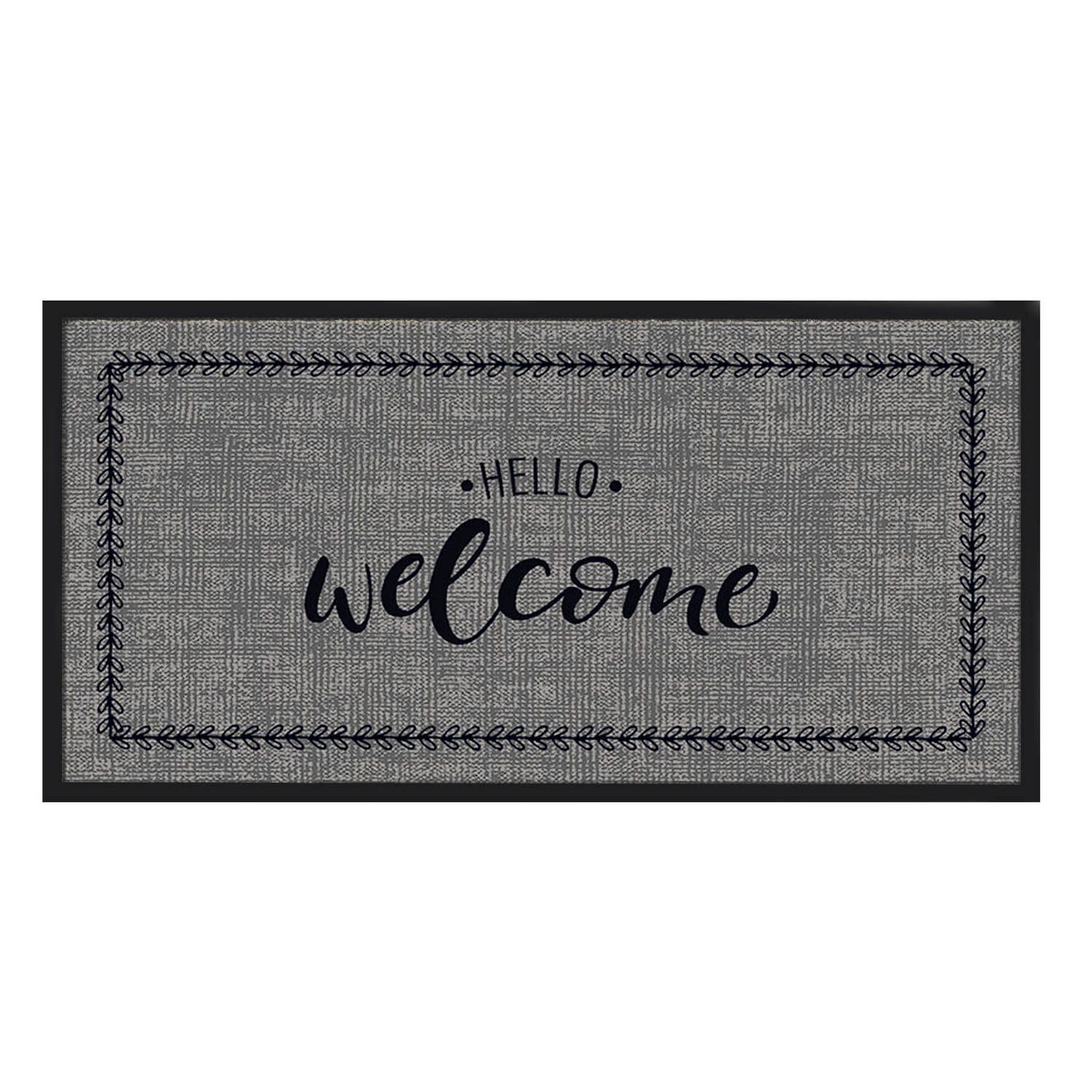 MD-Entree Emotion XS Schoonloopmat - Hello Welcome - 40x80cm - Grijs