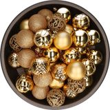 Bellatio Decorations kerstballen - 37x st - goud - 6 cm - kunststof - onbreekbaar