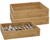 5Five 5Five houten bakje - 3x - organizer - bamboe - 32 x 24 x 7 cm