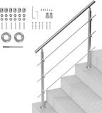 Vevor Railing RVS Trapleuning Leuning 3 Dwarsbalken 1200x104x1060mm