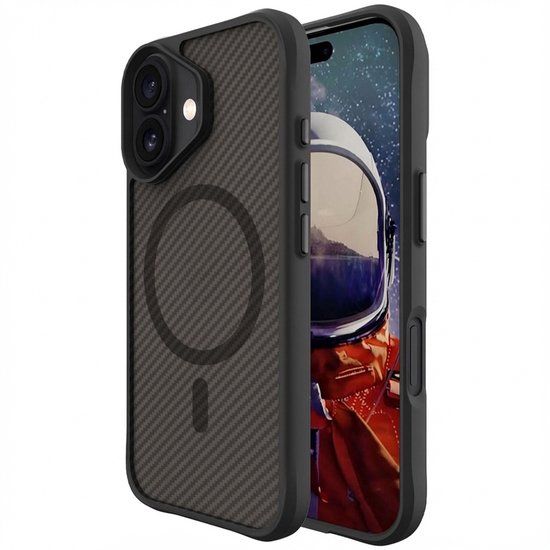 imoshion Rugged Hybrid Carbon Case met MagSafe voor de Apple iPhone 16 Plus - Zwart