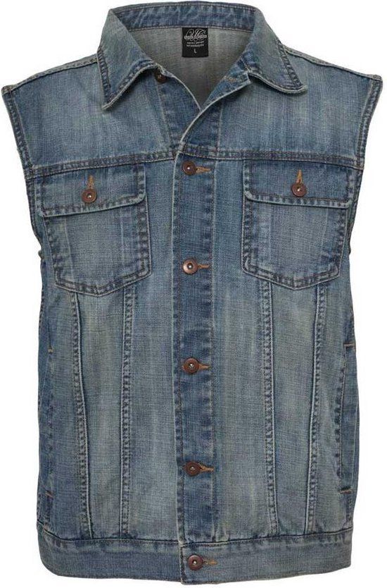 Urban Classics Denim Vest Bodywarmer lichtblauw Katoen 5XL