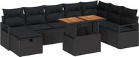 vidaXL Banc de jardin 9 pièces noir polyrattan