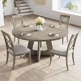 Table à manger en bois massif - Convient pour 4-6 personnes - 120 x 120 x 75 cm - Piètement en bois - Livré sans montage - Gris