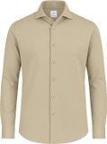 Vercate Strijkvrij Overhemd Japanese Knitted Piqué Katoen Beige / Lichtbruin Slim Fit Lange Mouw Heren Maat 41/L