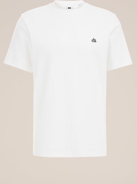 WE Fashion Heren T-shirt Wit Katoen Ronde Hals Korte Mouw Regular Fit Maat M