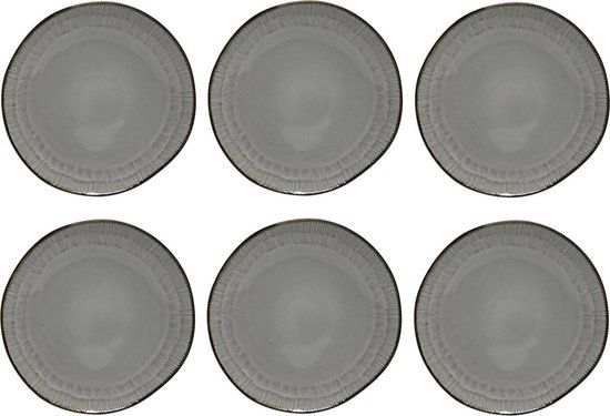 Studio Tavola Kos Dinerborden - Ø 27 cm - 6 stuks - Grijs - Aardewerk